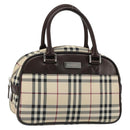 BURBERRY Nova Check Hand Bag Canvas Beige Silver Auth SW2449V-1