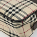 BURBERRY Nova Check Hand Bag Canvas Beige Silver Auth SW2449V-9