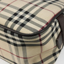 BURBERRY Nova Check Hand Bag Canvas Beige Silver Auth SW2449V-15
