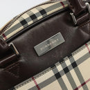 BURBERRY Nova Check Hand Bag Canvas Beige Silver Auth SW2449V-17