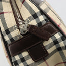 BURBERRY Nova Check Hand Bag Canvas Beige Silver Auth SW2449V-10