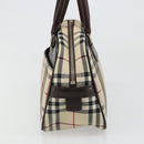 BURBERRY Nova Check Hand Bag Canvas Beige Silver Auth SW2449V-3