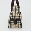 BURBERRY Nova Check Hand Bag Canvas Beige Silver Auth SW2449V-4