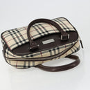 BURBERRY Nova Check Hand Bag Canvas Beige Silver Auth SW2449V-6