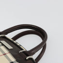 BURBERRY Nova Check Hand Bag Canvas Beige Silver Auth SW2449V-8