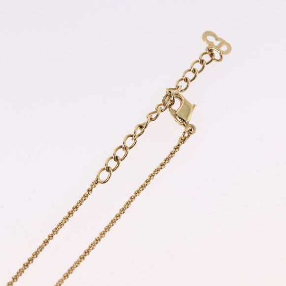 Christian Dior Ribbon Necklace Metal Gold Tone Auth SW2467