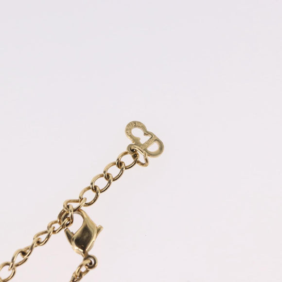 Christian Dior Ribbon Necklace Metal Gold Tone Auth SW2467