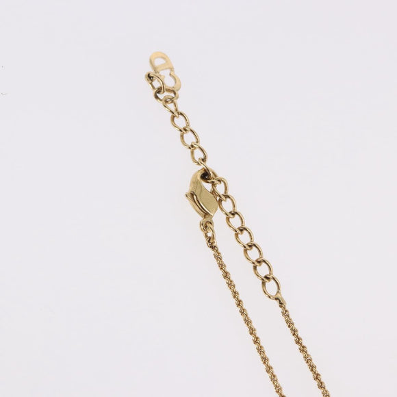 Christian Dior Ribbon Necklace Metal Gold Tone Auth SW2467