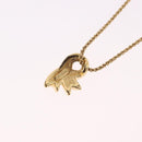 Christian Dior Ribbon Necklace Metal Gold Tone Auth SW2467-9