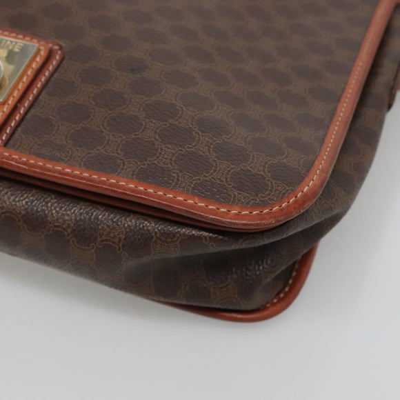 CELINE Macadam Canvas Shoulder Bag PVC Leather Brown Auth sw248