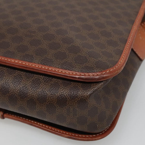 CELINE Macadam Canvas Shoulder Bag PVC Leather Brown Auth sw248