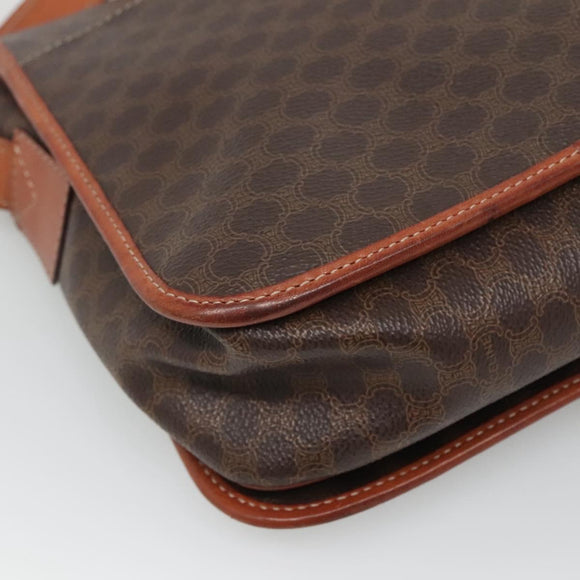 CELINE Macadam Canvas Shoulder Bag PVC Leather Brown Auth sw248