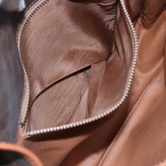 CELINE Macadam Canvas Shoulder Bag PVC Leather Brown Auth sw248