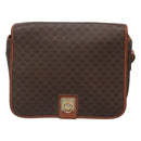 CELINE Macadam Canvas Shoulder Bag PVC Leather Brown Auth sw248-13