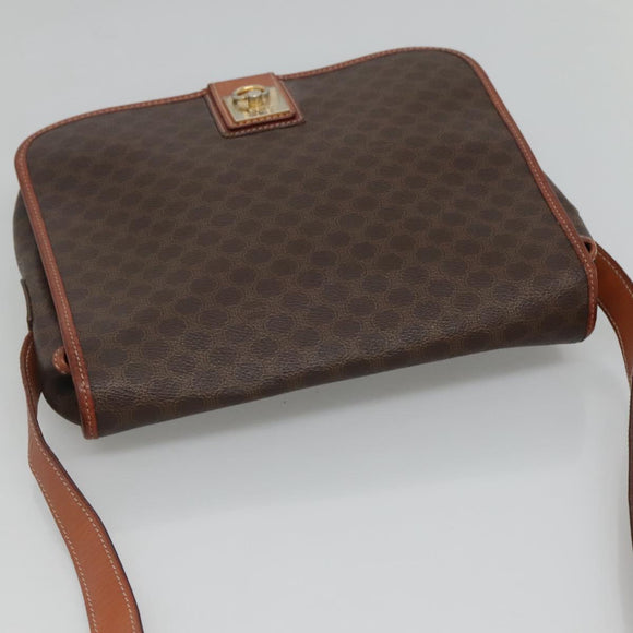 CELINE Macadam Canvas Shoulder Bag PVC Leather Brown Auth sw248