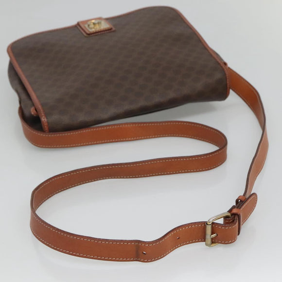 CELINE Macadam Canvas Shoulder Bag PVC Leather Brown Auth sw248
