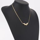 Christian Dior Leaf Motif Necklace Metal Gold Tone Auth SW2483-13