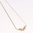 Christian Dior Leaf Motif Necklace Metal Gold Tone Auth SW2483-4