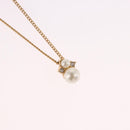Christian Dior Pearl tTop Necklace Metal Gold Tone Auth SW2495-3