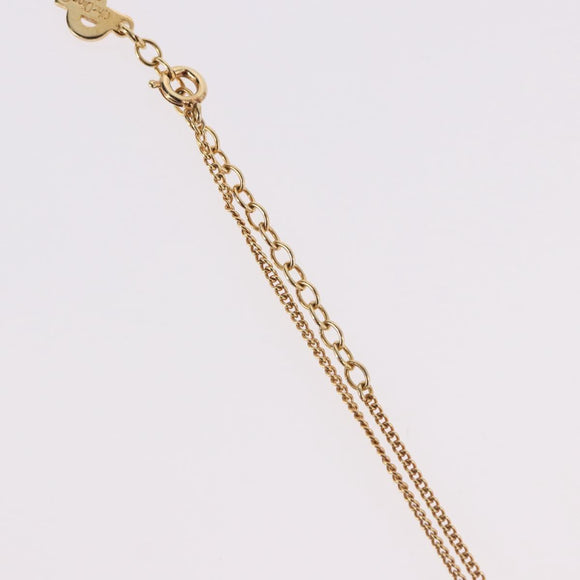 Christian Dior Pearl tTop Necklace Metal Gold Tone Auth SW2495