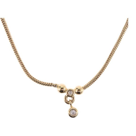 Christian Dior Snake Chain Necklace Metal Gold Tone Auth SW2518