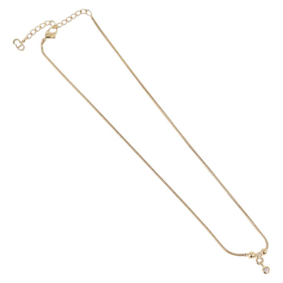 Christian Dior Snake Chain Necklace Metal Gold Tone Auth SW2518