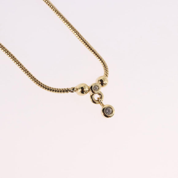 Christian Dior Snake Chain Necklace Metal Gold Tone Auth SW2518