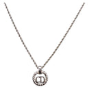 Christian Dior Rope Circle Logo Necklace Metal Silver Auth SW2521-1