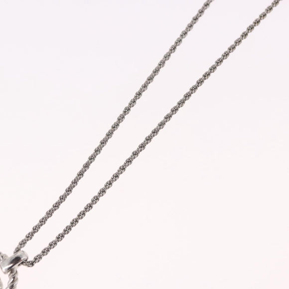 Christian Dior Rope Circle Logo Necklace Metal Silver Auth SW2521