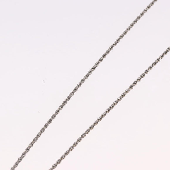Christian Dior Rope Circle Logo Necklace Metal Silver Auth SW2521
