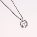 Christian Dior Rope Circle Logo Necklace Metal Silver Auth SW2521-3