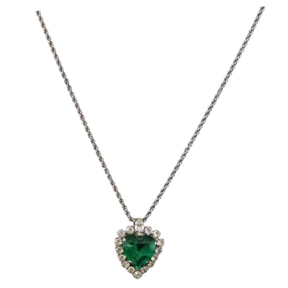 Christian Dior Colored Stone Necklace Metal Silver Auth SW2523
