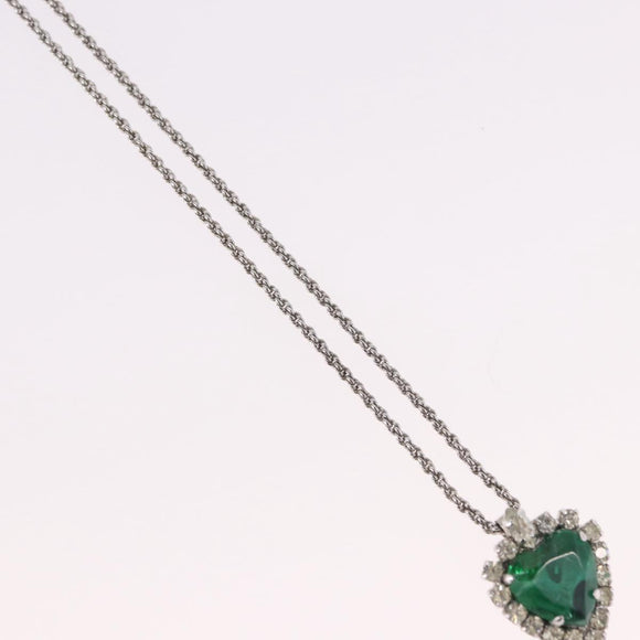 Christian Dior Colored Stone Necklace Metal Silver Auth SW2523