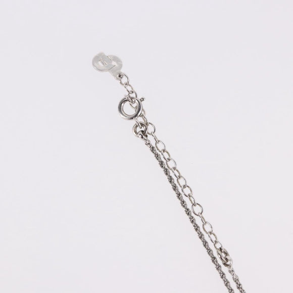 Christian Dior Colored Stone Necklace Metal Silver Auth SW2523