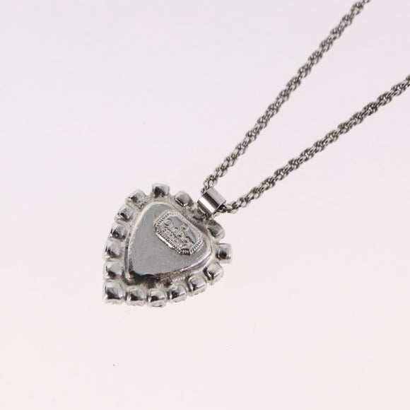 Christian Dior Colored Stone Necklace Metal Silver Auth SW2523