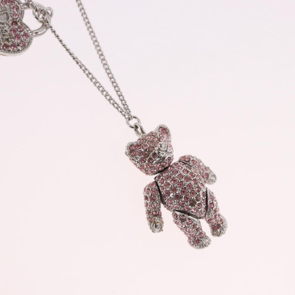 Christian Dior Bear Motif Necklace Metal Silver Auth SW2524