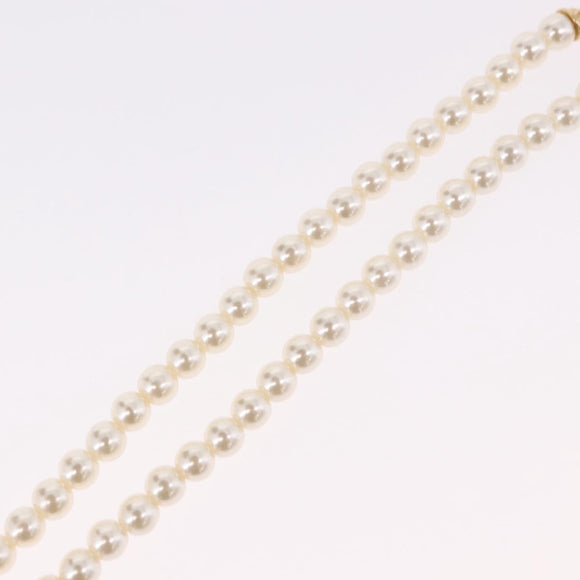 Christian Dior Pearl Necklace Metal White Gold Auth SW2525A