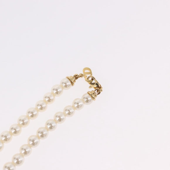 Christian Dior Pearl Necklace Metal White Gold Auth SW2525A