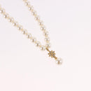 Christian Dior Pearl Necklace Metal White Gold Auth SW2525A-3