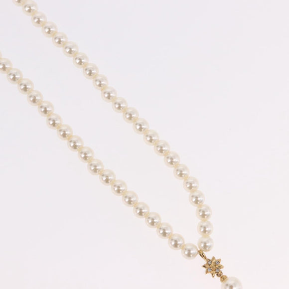 Christian Dior Pearl Necklace Metal White Gold Auth SW2525A
