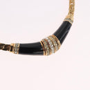 Christian Dior Lacquer Design Choker Necklace Metal Gold Tone Auth SW2529-3