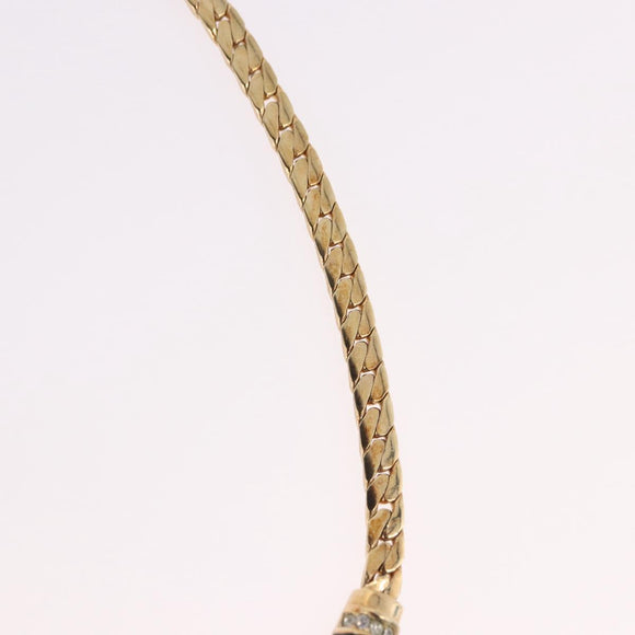Christian Dior Lacquer Design Choker Necklace Metal Gold Tone Auth SW2529