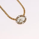 Christian Dior Oval Pearl Choker Necklace Metal Gold Tone Auth SW2530-3