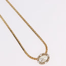 Christian Dior Oval Pearl Choker Necklace Metal Gold Tone Auth SW2530-4