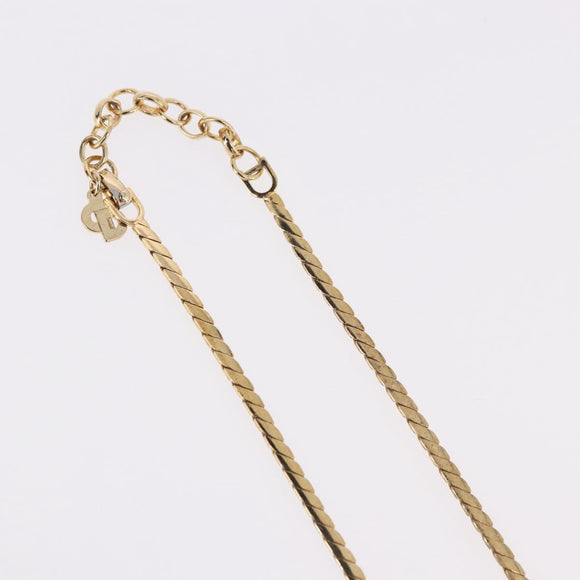 Christian Dior Oval Pearl Choker Necklace Metal Gold Tone Auth SW2530