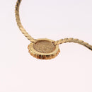 Christian Dior Oval Pearl Choker Necklace Metal Gold Tone Auth SW2530-8