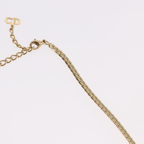 Christian Dior Choker Necklace Metal Gold Tone Auth SW2531