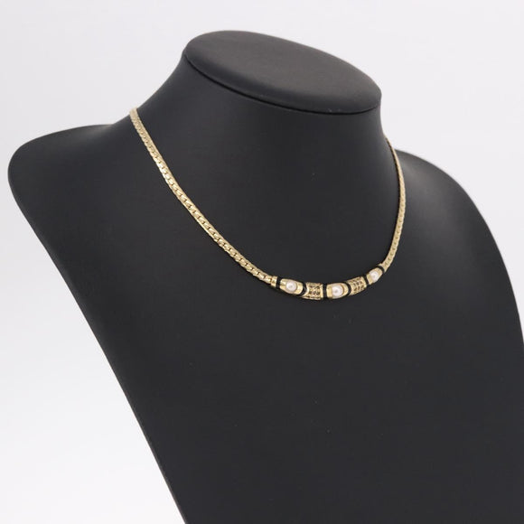 Christian Dior Choker Necklace Metal Gold Tone Auth SW2531
