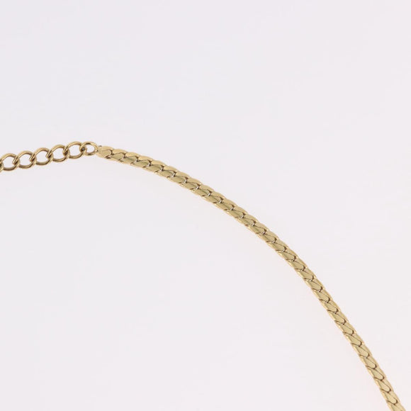 Christian Dior Choker Necklace Metal Gold Tone Auth SW2531