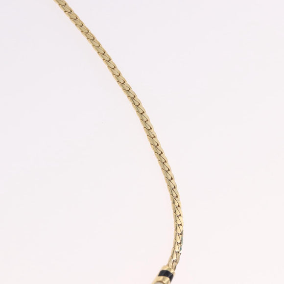 Christian Dior Choker Necklace Metal Gold Tone Auth SW2531